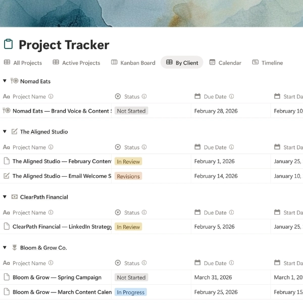 Organize your freelance business in Notion