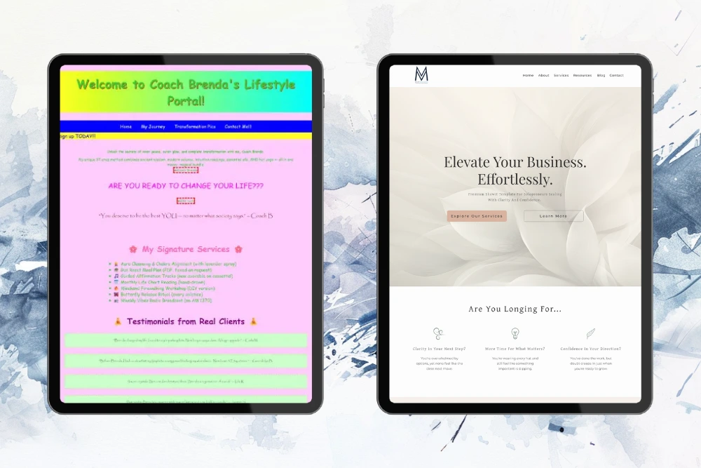 Two devices side by side, one ugly website and one optimized one